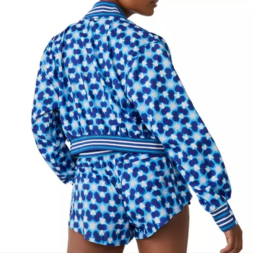 NWT Free People Movement Seed Printed Tennis Jacket in Blue Combo - Picture 4 of 5